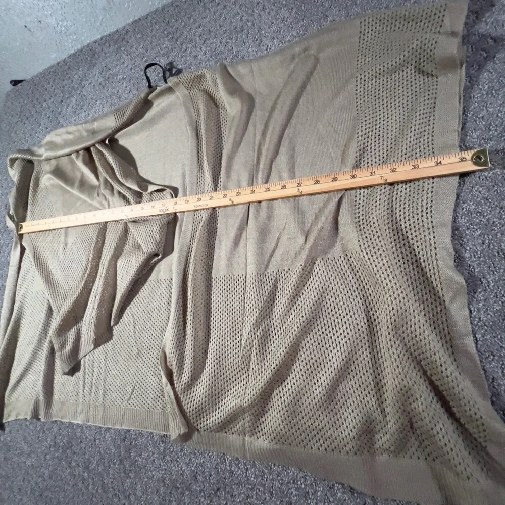 Vince Camuto Poncho Wrap Womens One Size Tan Beige Pointelle Mesh‎ Open Front